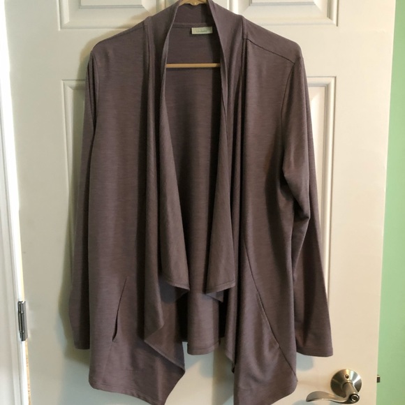 LOGO Lori Goldstein Lounge drape front cardigan - Picture 1 of 4